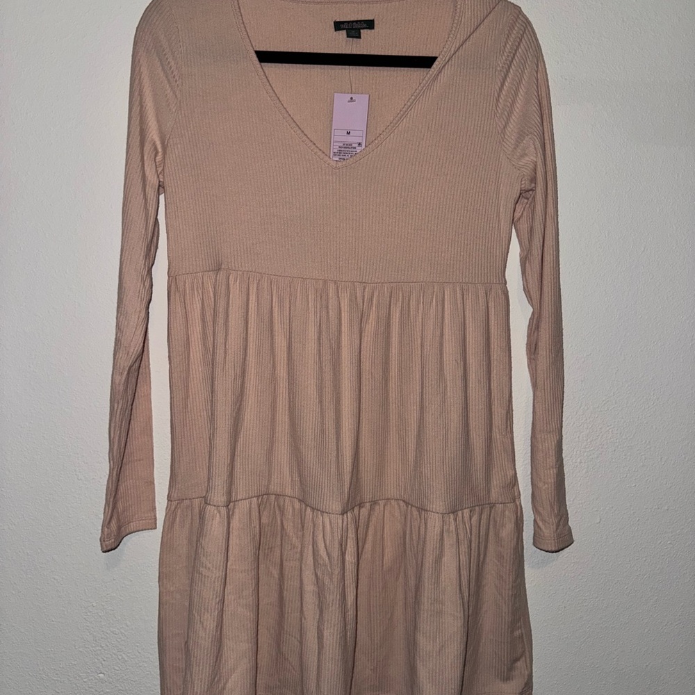 Wild Fable Ribbed V-Neck Top in Blush